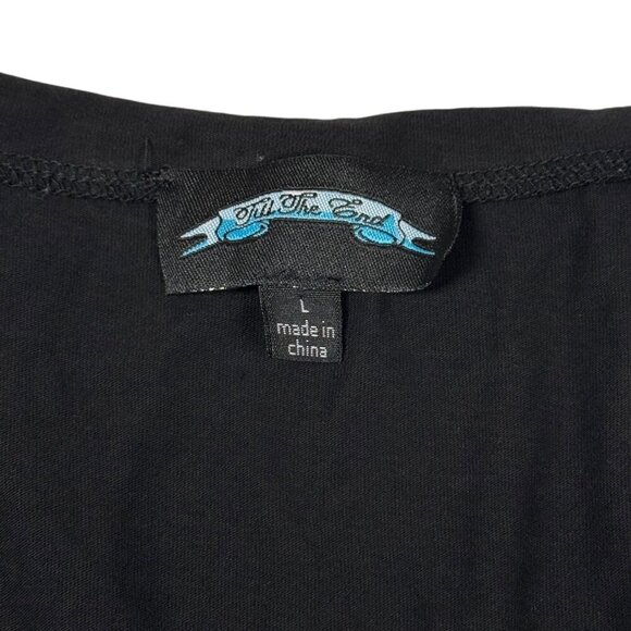 VTG Y2K Till The End Embroidered Tee Sz.L Black V-Neck Butterfly Fairy Grunge - Picture 6 of 12
